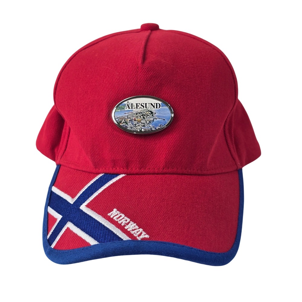 Alesund Norway Red Adjustable Baseball Cap Hat 58cm‎ Norwegian Flag Way Nor AS
